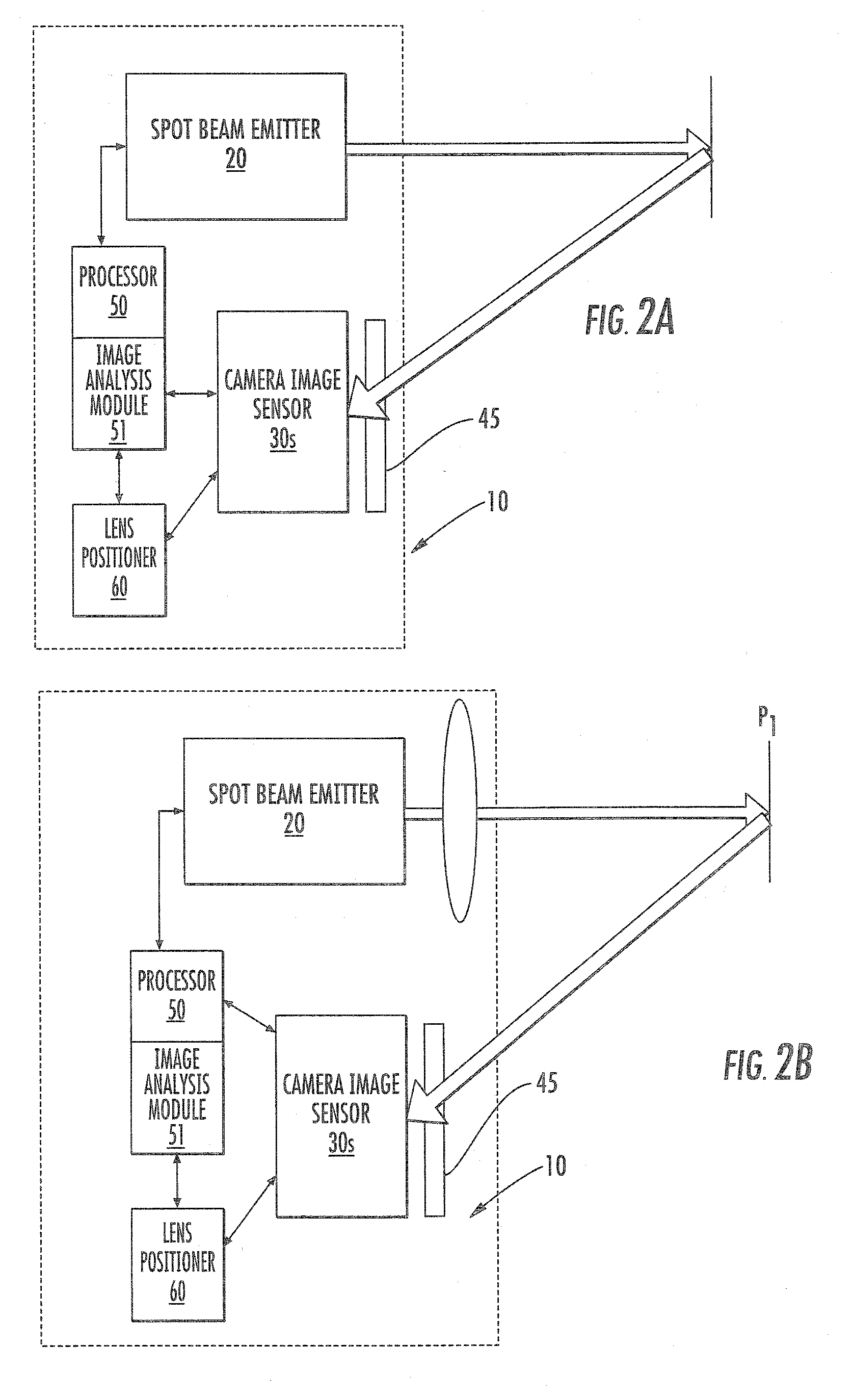 Digital cameras with triangulation autofocus systems and related methods