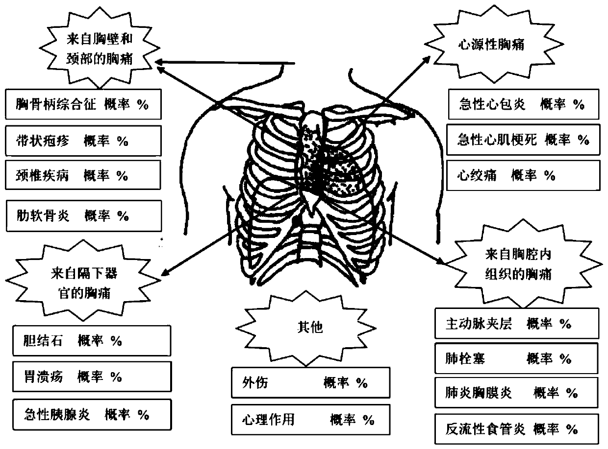 Before-hospital first-aid method based on chest pain map