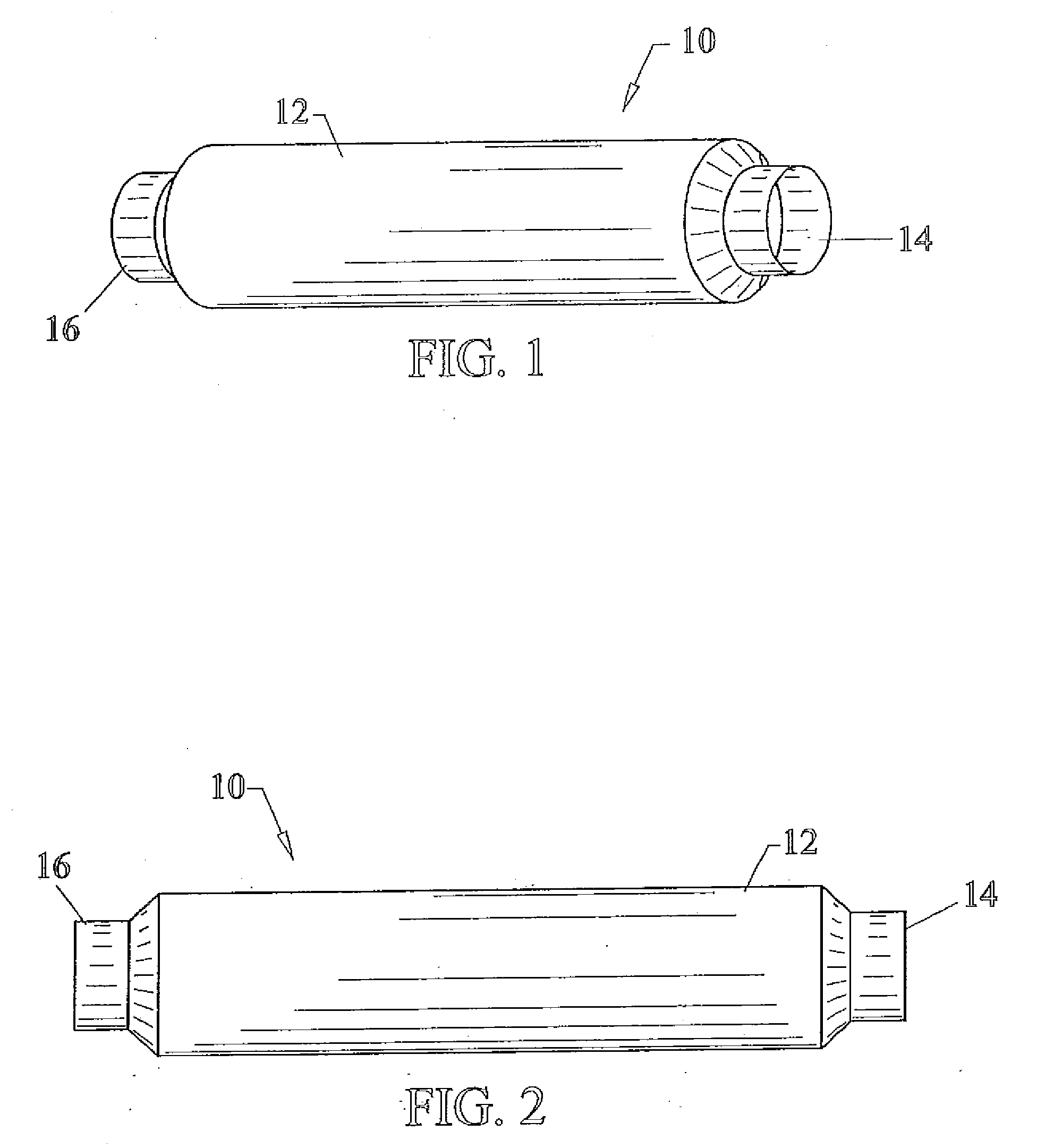 Marine muffler with angularly disposed internal baffle