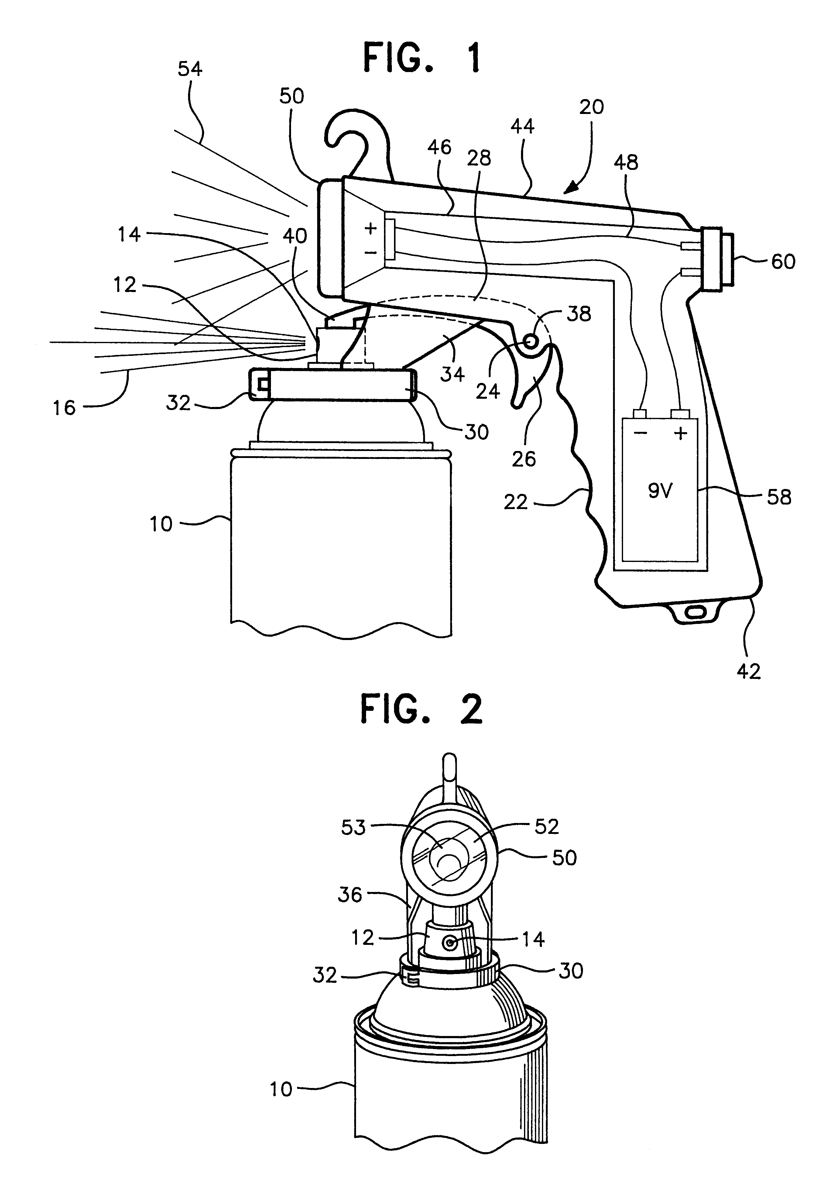 Illuminating pistol-type device for a plunger actuated aerosol can