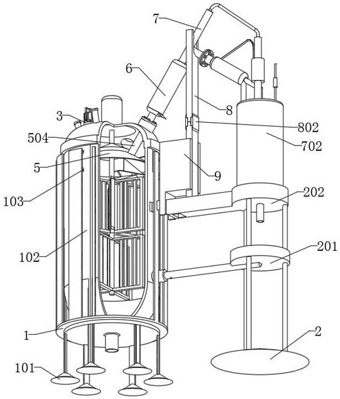 Distillation reaction kettle with protective structure for chemical production