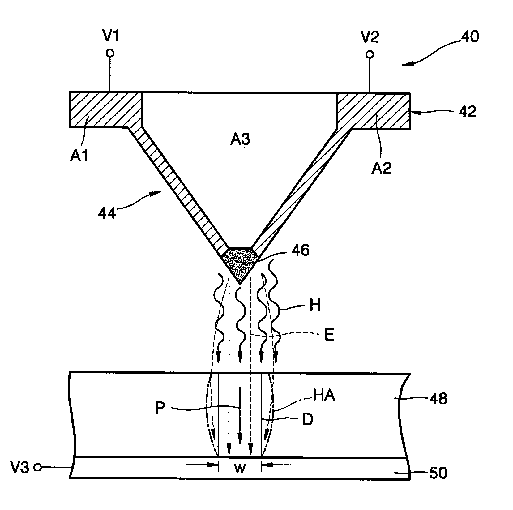 Method of writing data on a storage device using a probe technique
