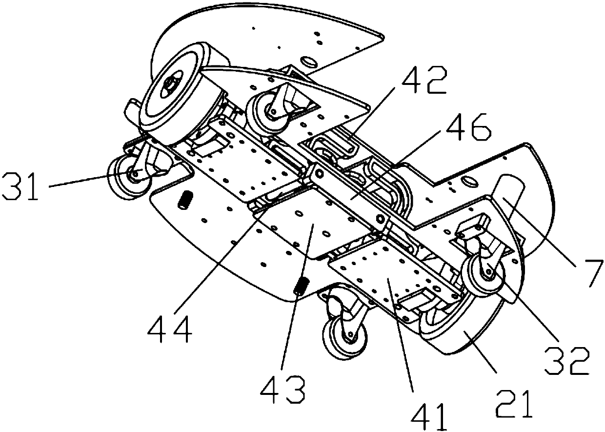 Six-wheeled AGV suspension chassis