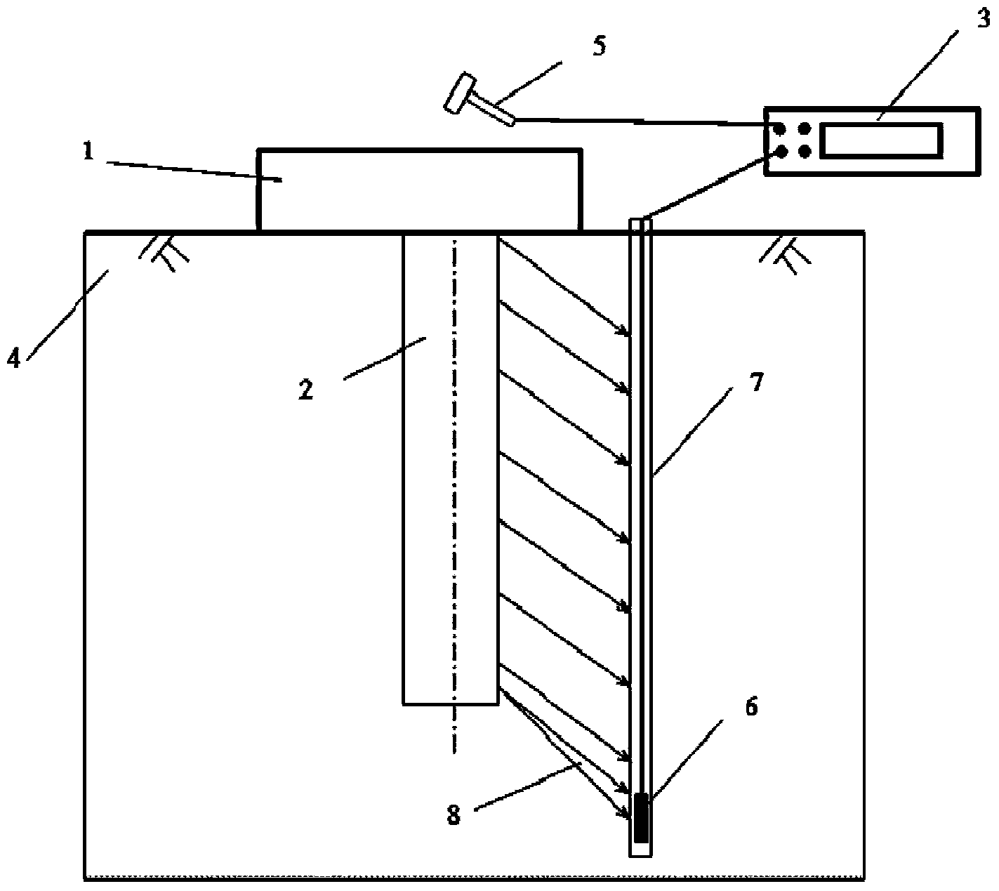 Existing engineering pile bottom depth determination method based on parallel seismic inflexion-point method