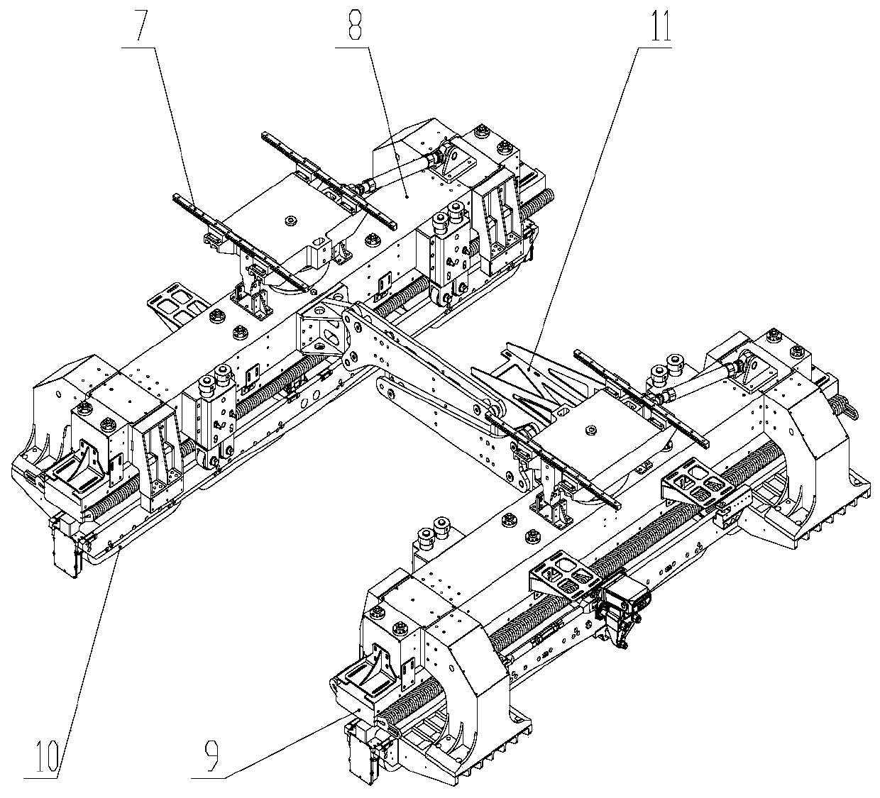 A six-suspension module medium-speed maglev vehicle running mechanism