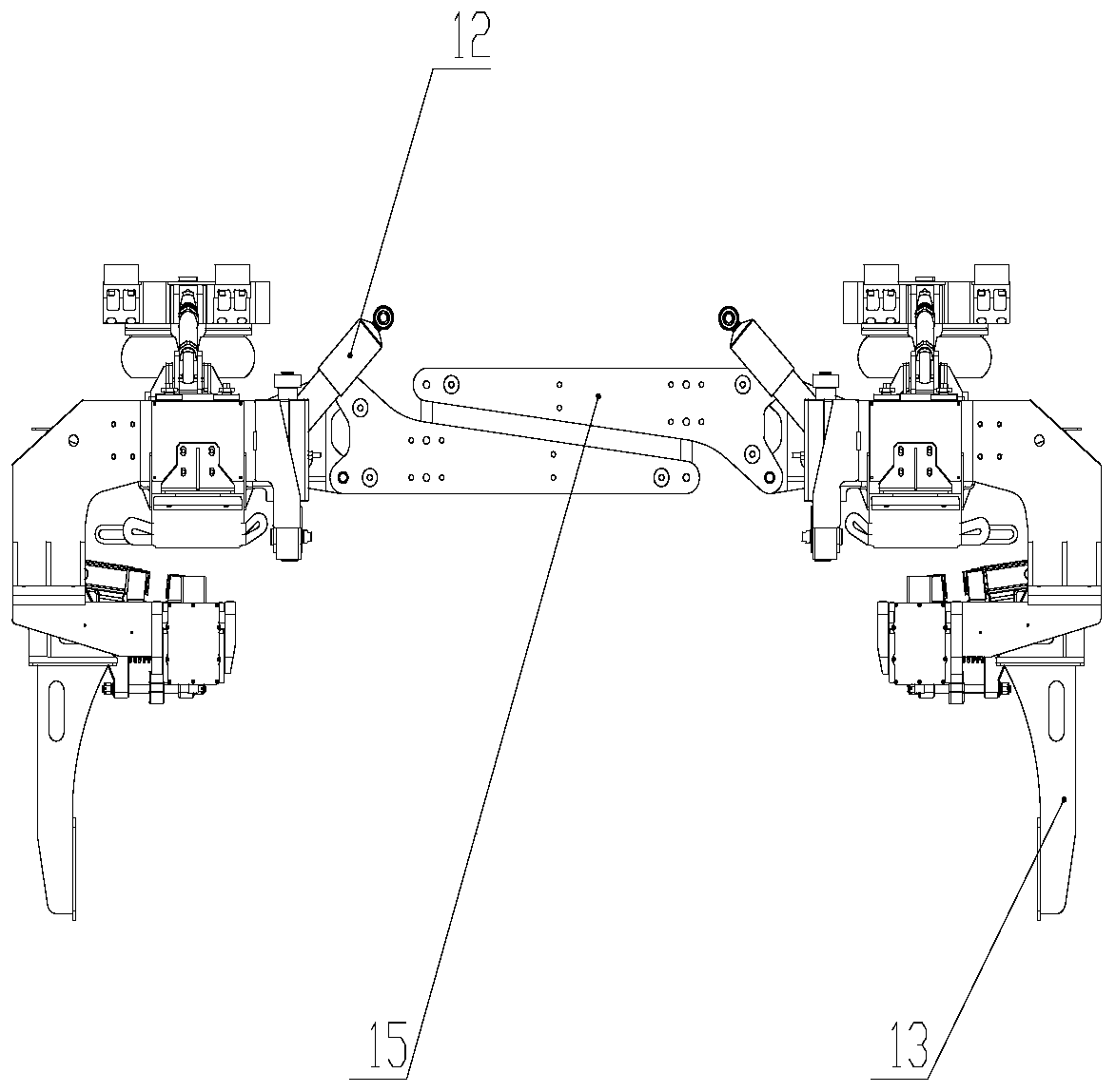 A six-suspension module medium-speed maglev vehicle running mechanism