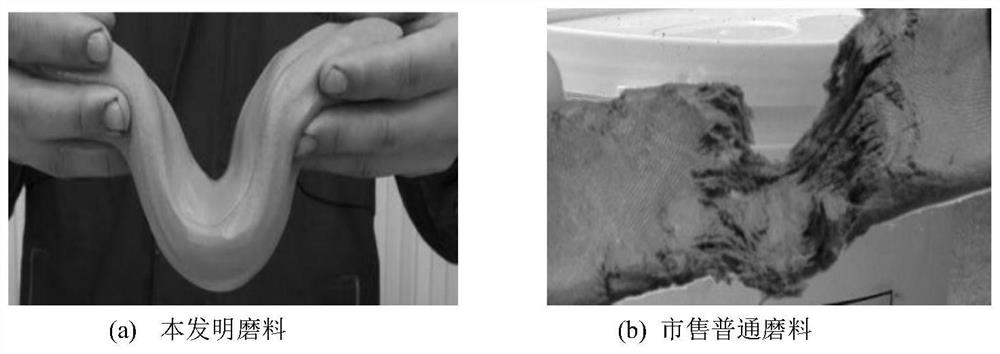 Viscoelastic fluid soft abrasive material for abrasive particle flow finishing processing of surface of difficult-to-process material