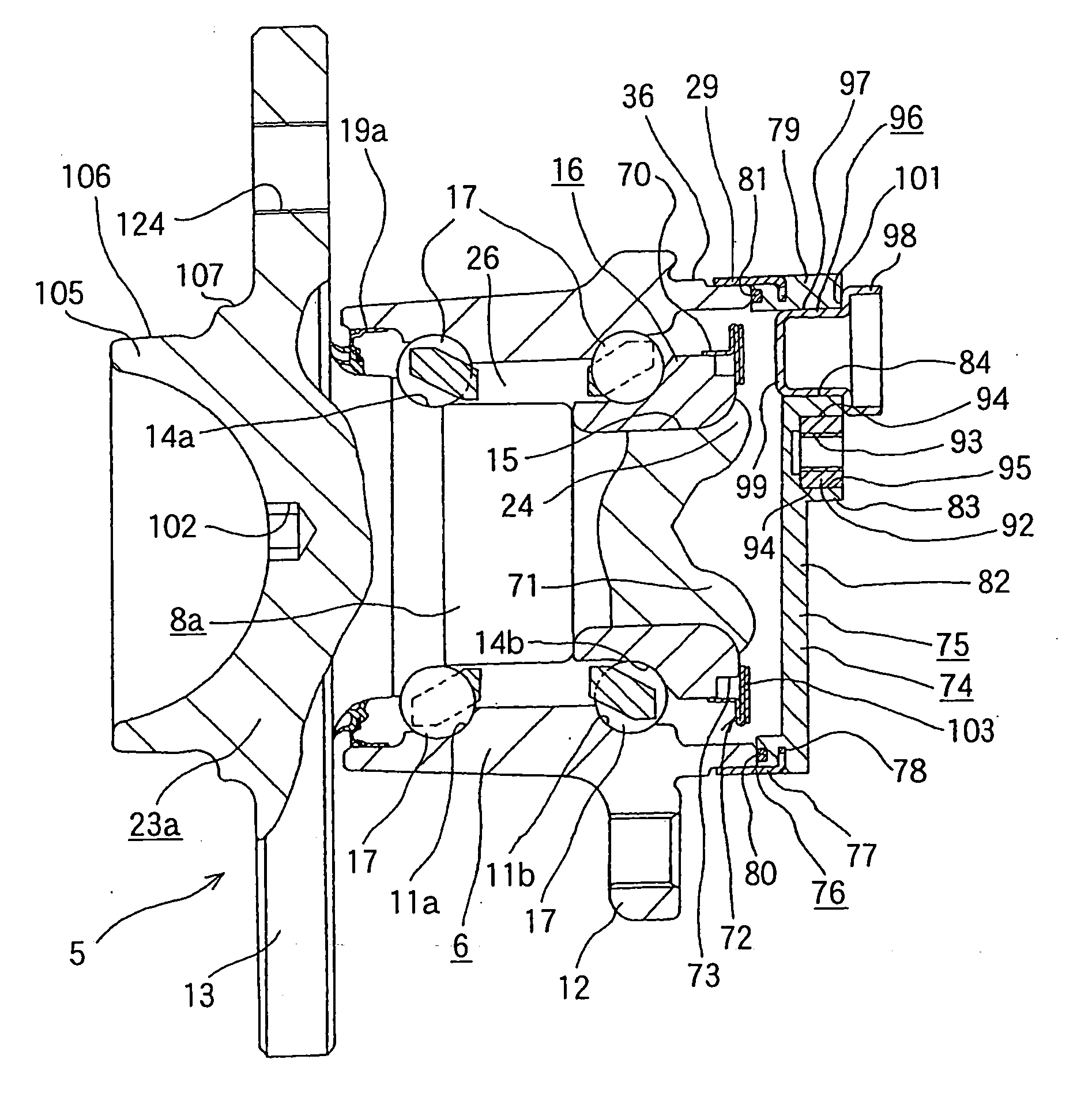Bearing unit for wheel and method of manufacturing the bearing unit