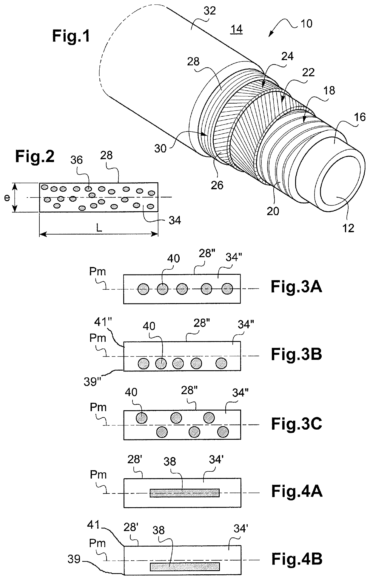 Tubular pipe with a composite holding strip