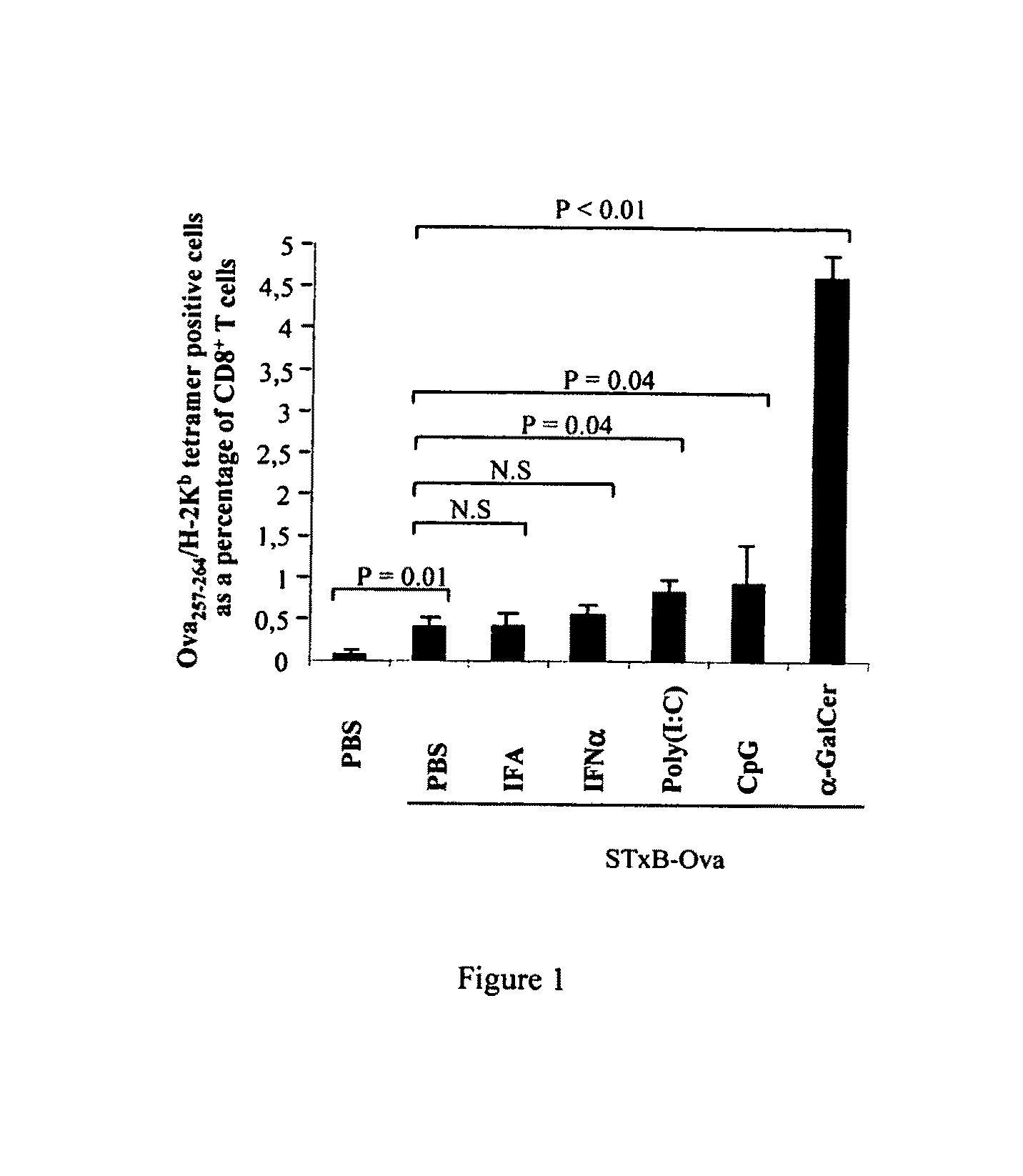 Compositions comprising a B subunit of Shiga toxin and a means stimulating NKT cells