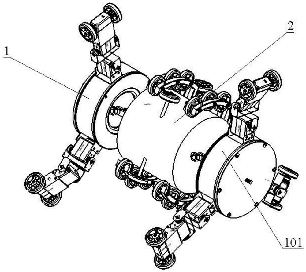 Wheel-legged type reducing pipeline inner wall crawling robot