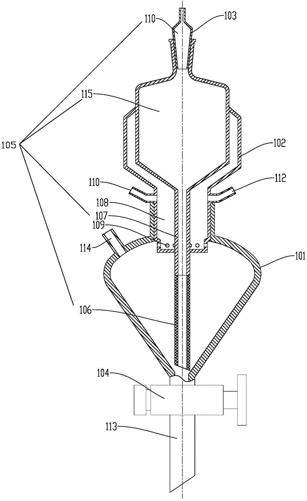 Separating funnel for extraction and extraction instrument based on separating funnel