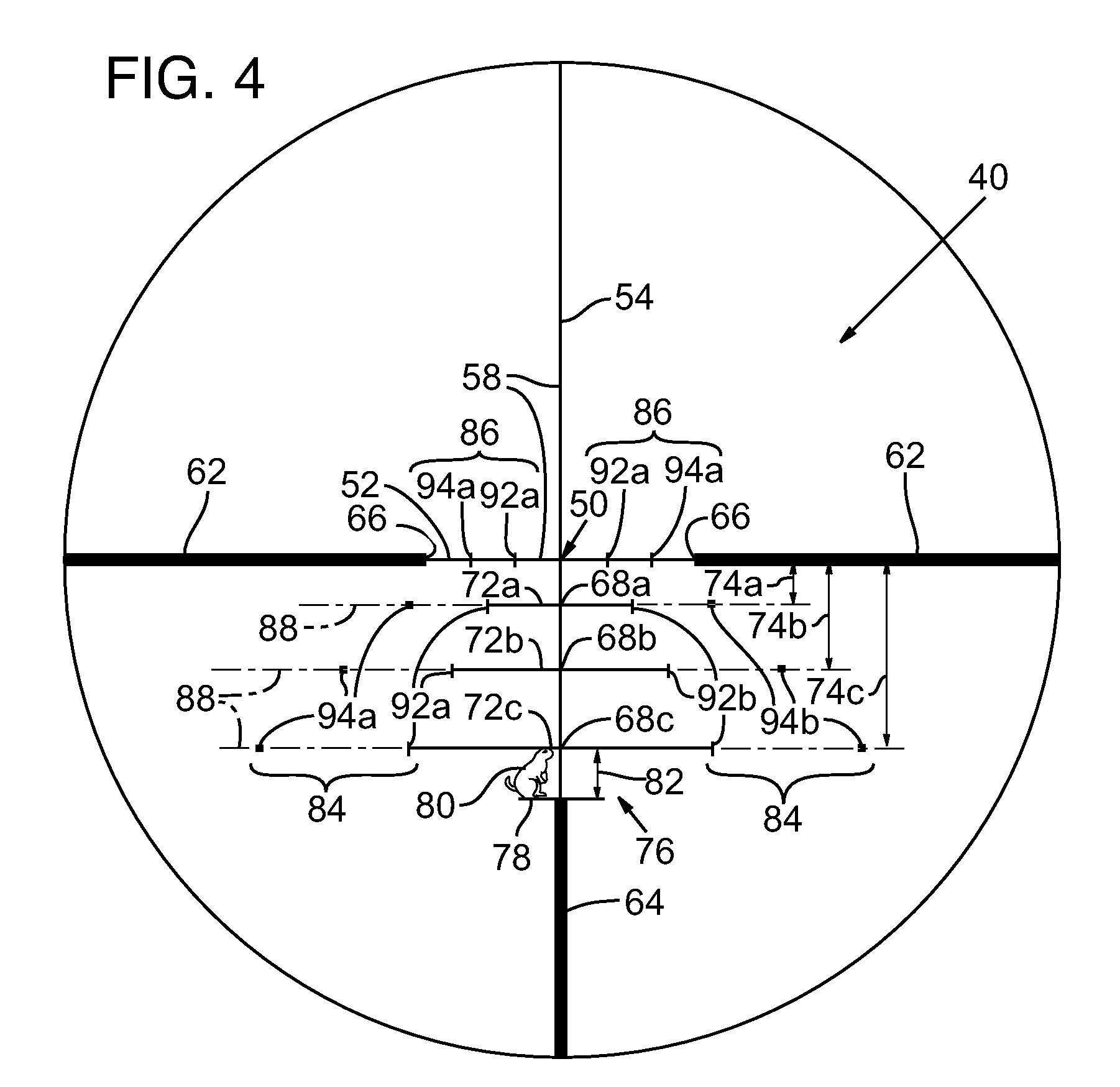 Ballistic reticle and riflescope for projectile weapon aiming system