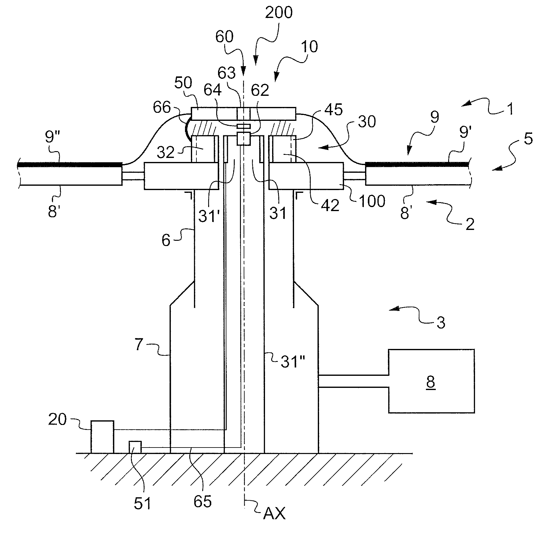 Electrical power supply and control device for equipment of a rotor, and an aircraft fitted with such a device