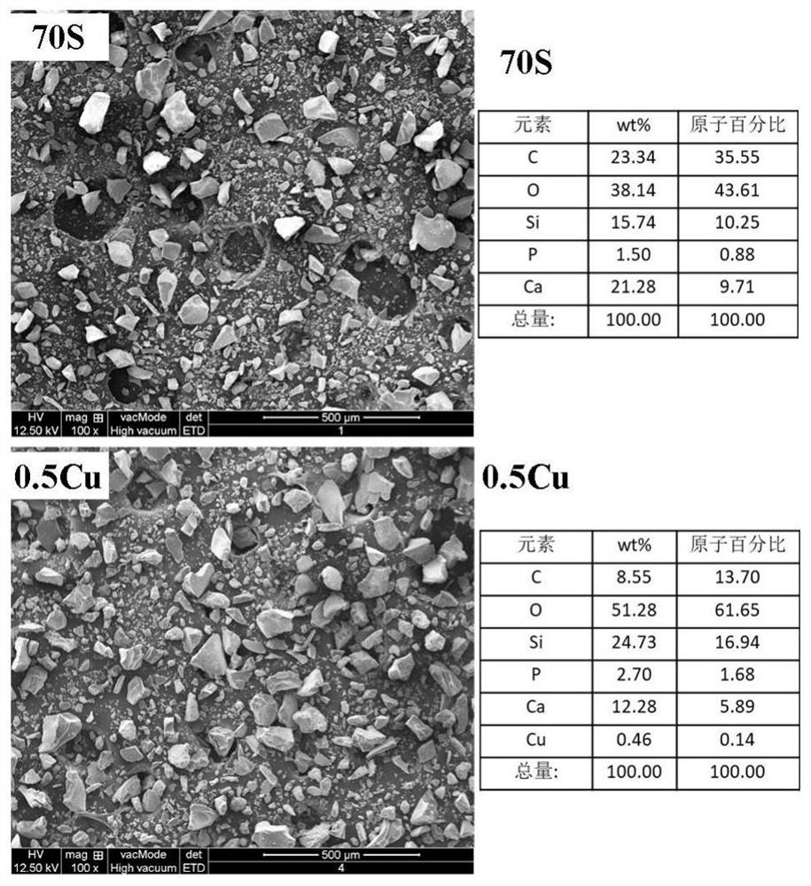 Copper-containing bioactive glass dressing and preparation method thereof