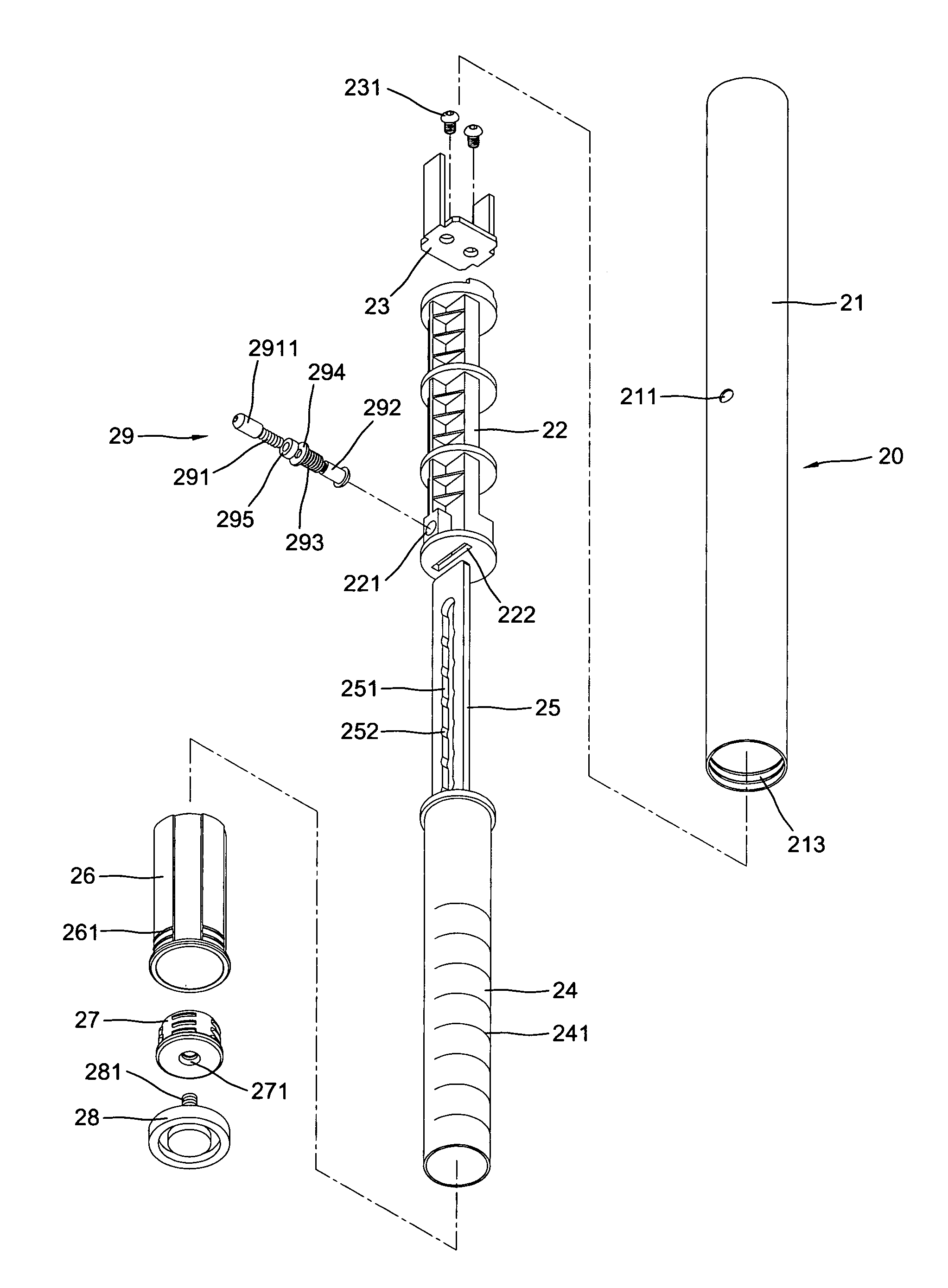 Elevation adjustment device in the legs of table