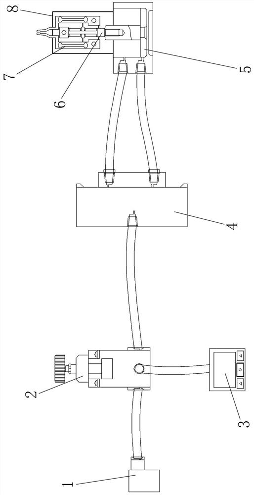 Two-stage amplification air cylinder-driven microgripper