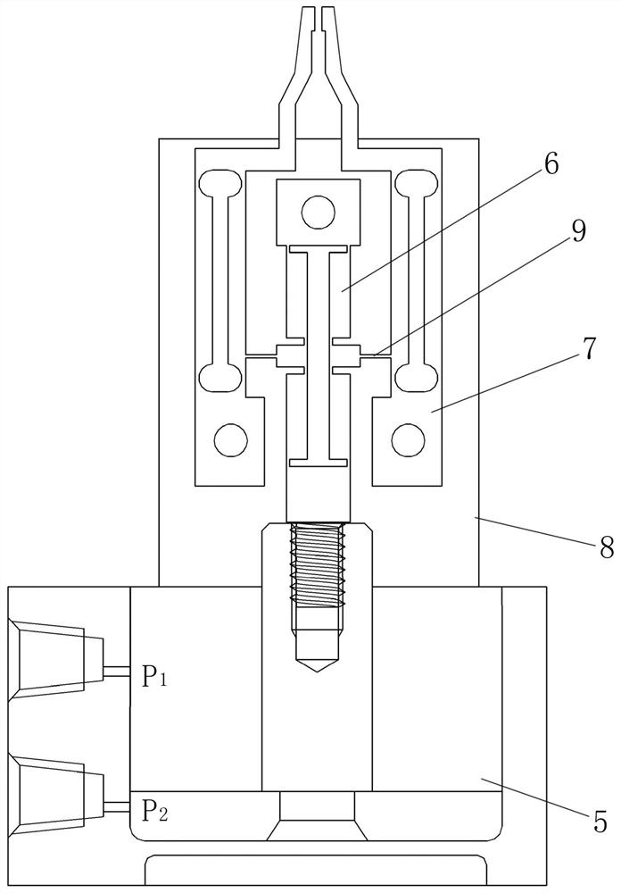 Two-stage amplification air cylinder-driven microgripper