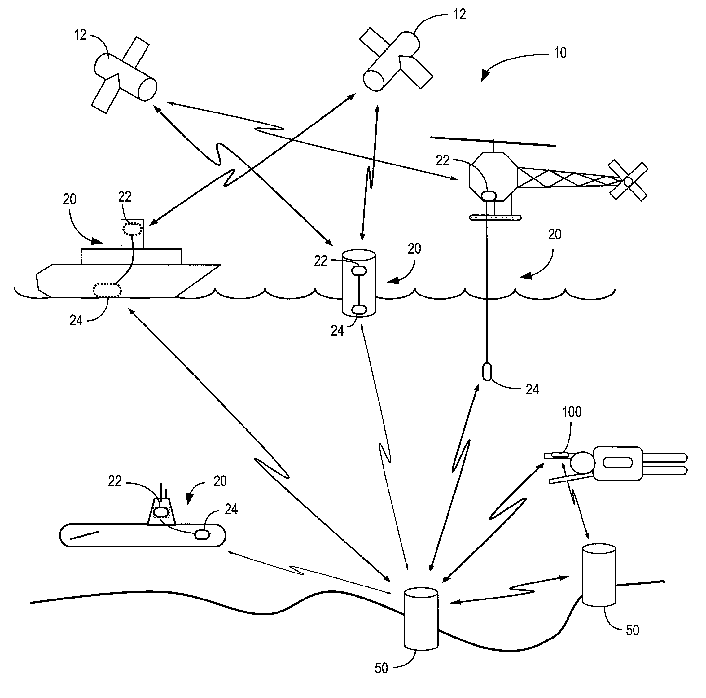 System and method for extending GPS to divers and underwater vehicles