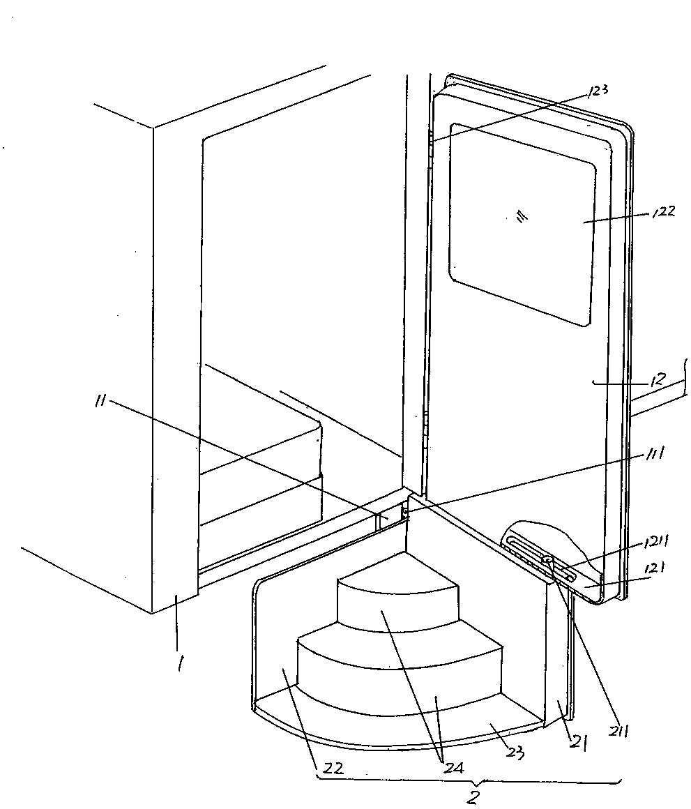 The structure of the swivel footboard for the crew compartment of the fire truck