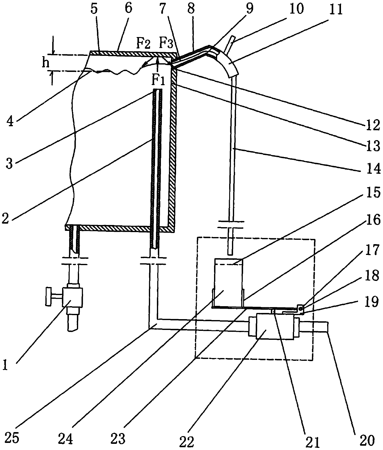 Water-saving type liquid surface control method for overflow pipe of solar water tank