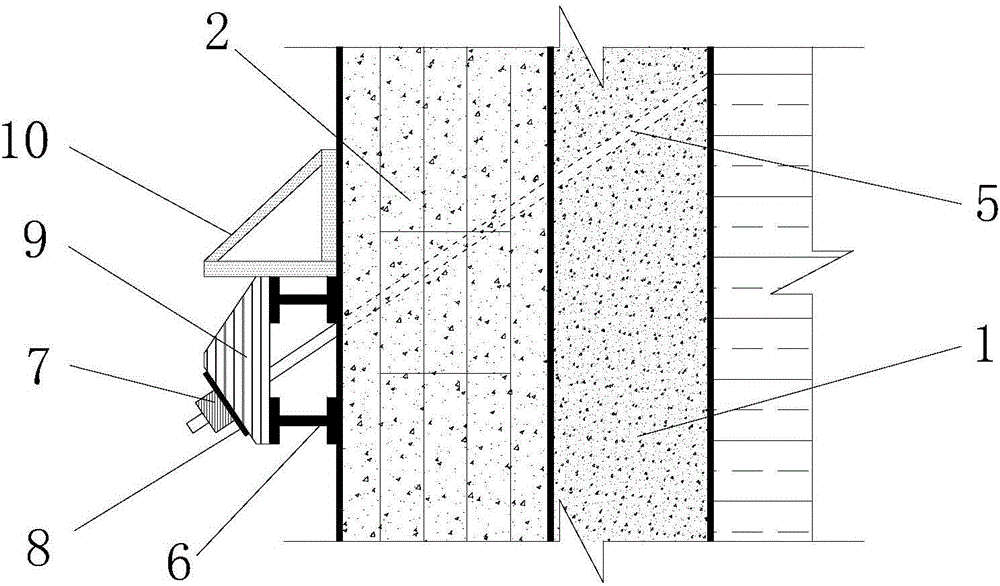 Maintenance structure for foundation pit next to existing building and construction method