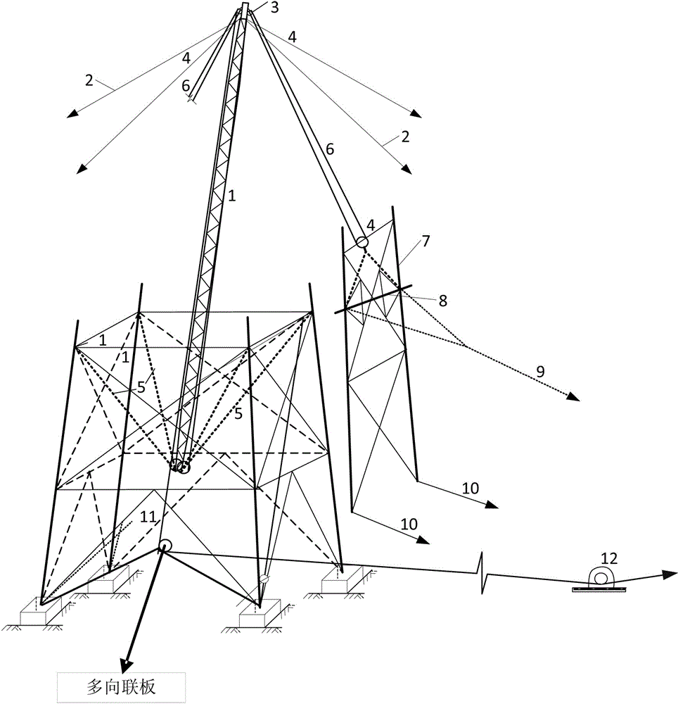 A multi-directional connecting plate for pole-holding towers in mountainous areas
