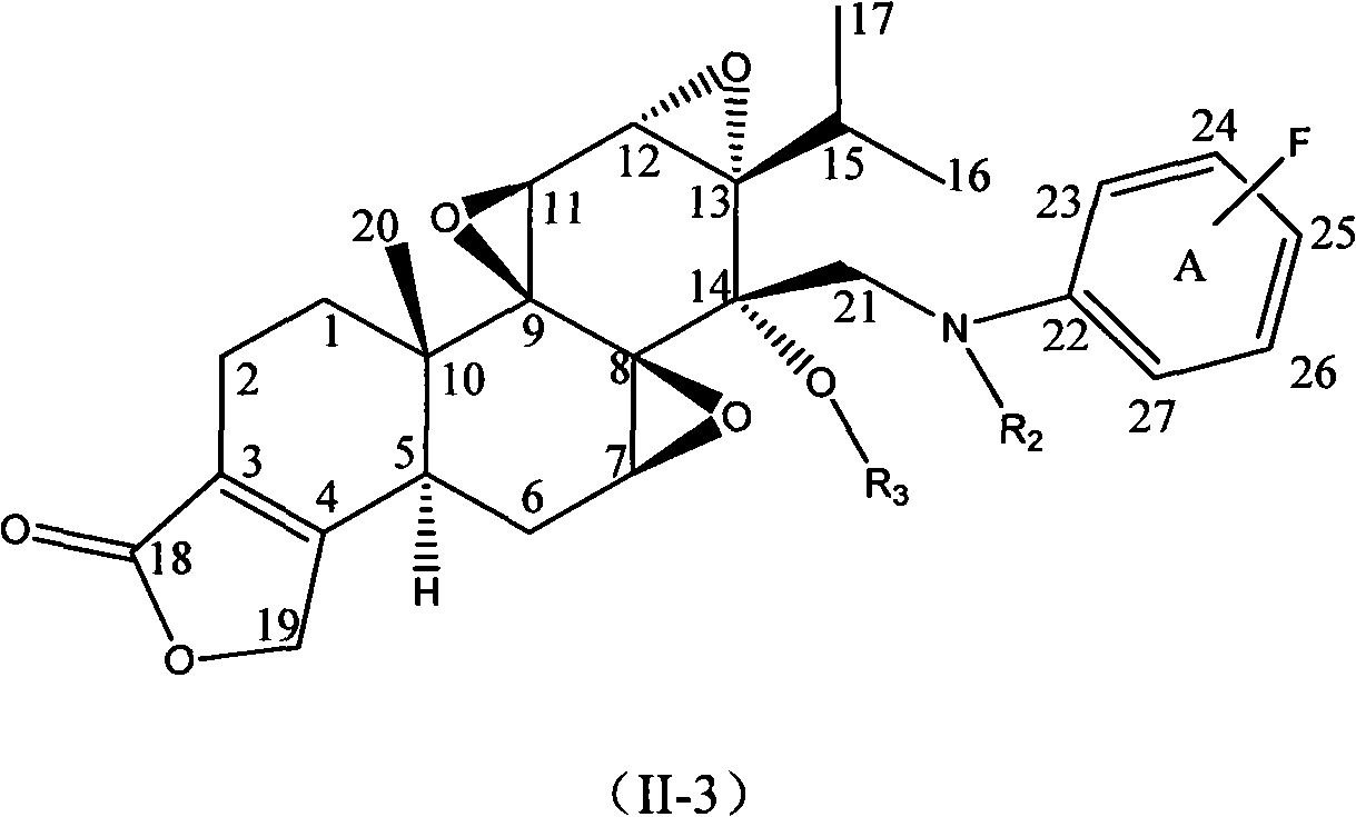 N-substituted fluorinated phenyl-14 beta-(aminomethyl) triptodiolide derivative and preparation method and application thereof