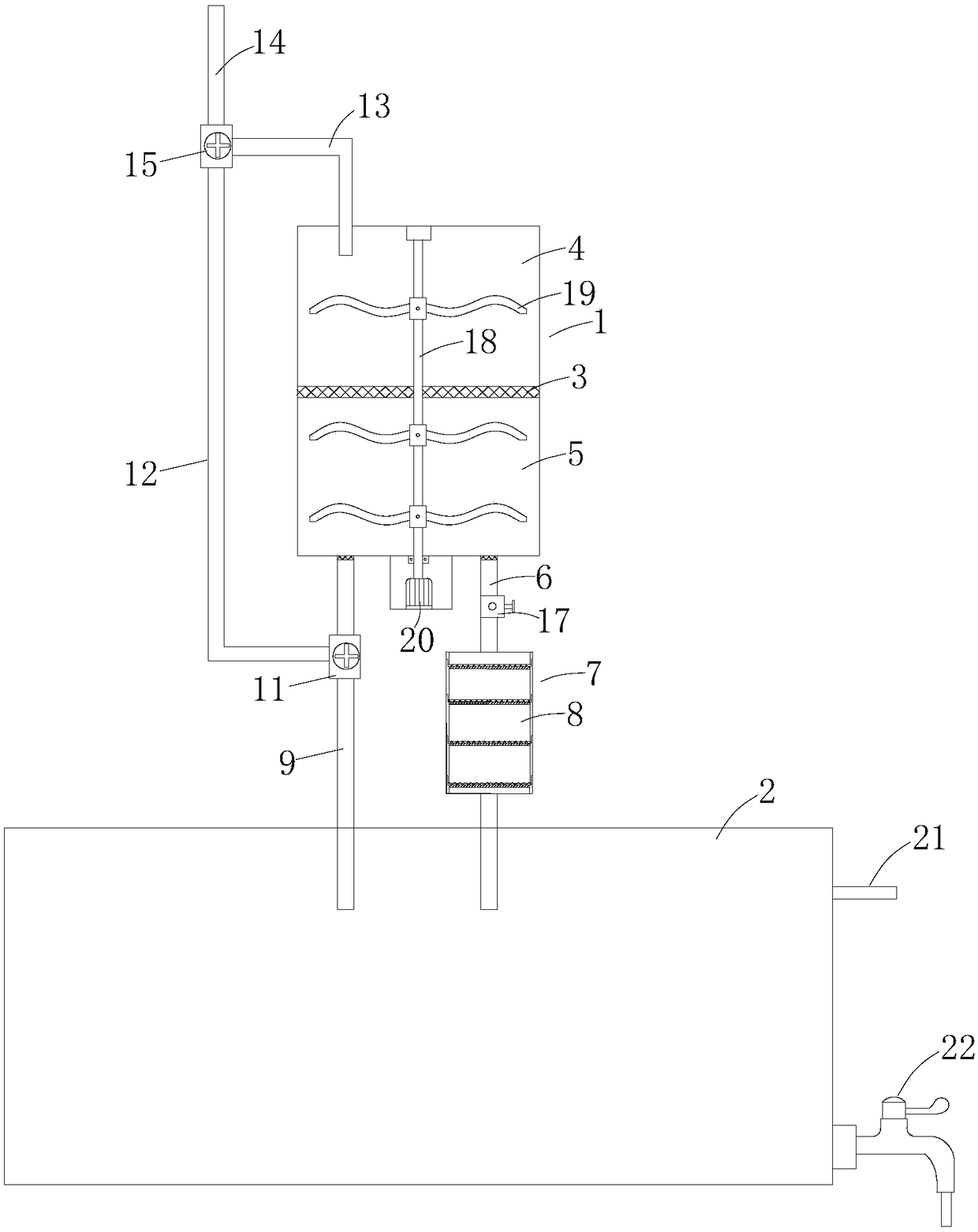 Stirring type synchronous separating device for multi-particle-size microplastics in sediment or soil