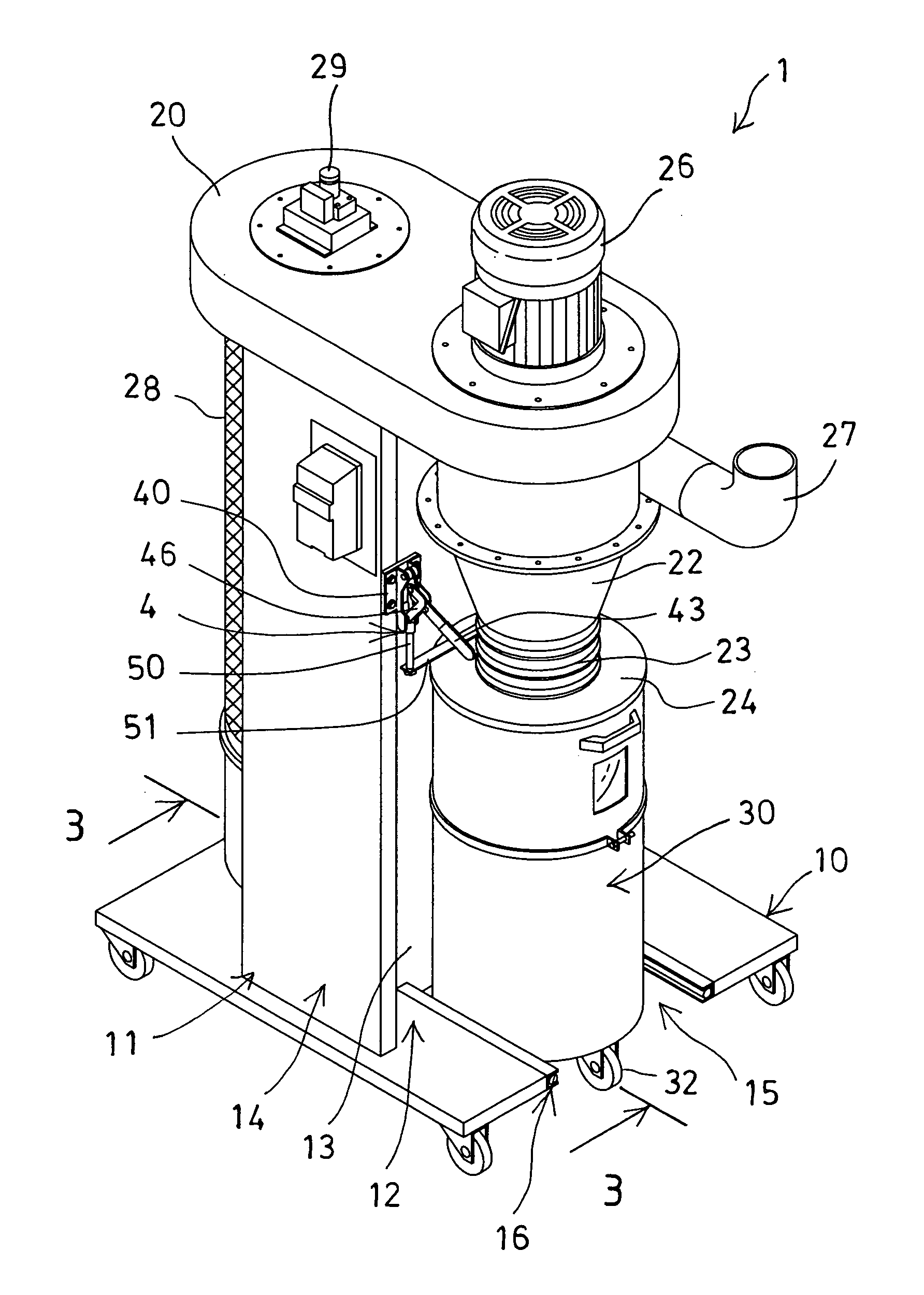 Removable dust receptacle for dust collector