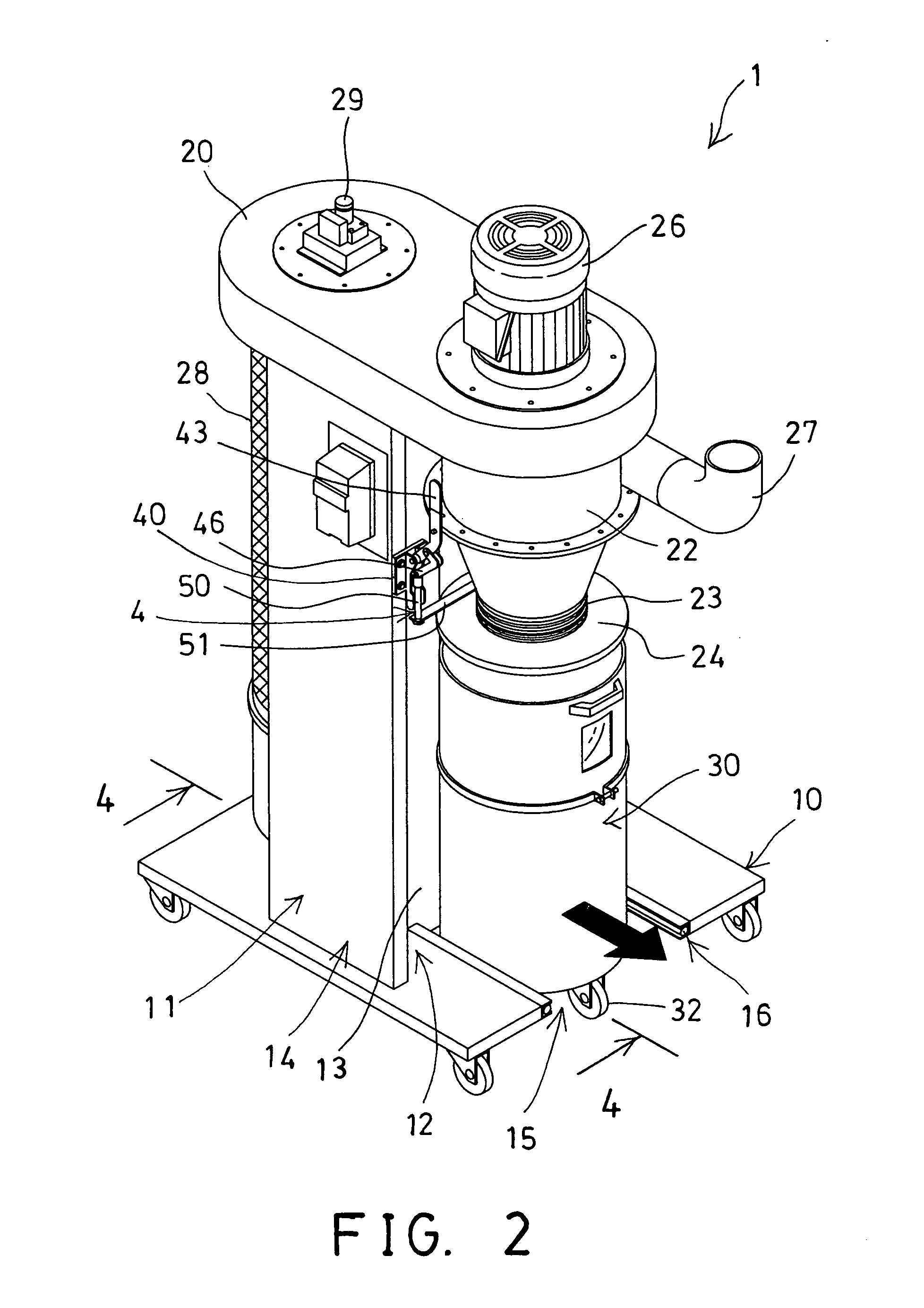 Removable dust receptacle for dust collector