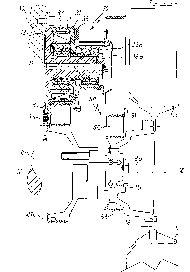 Device for transmitting the movement to fans, in particular of vehicles