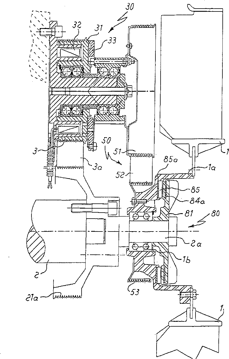 Device for transmitting the movement to fans, in particular of vehicles