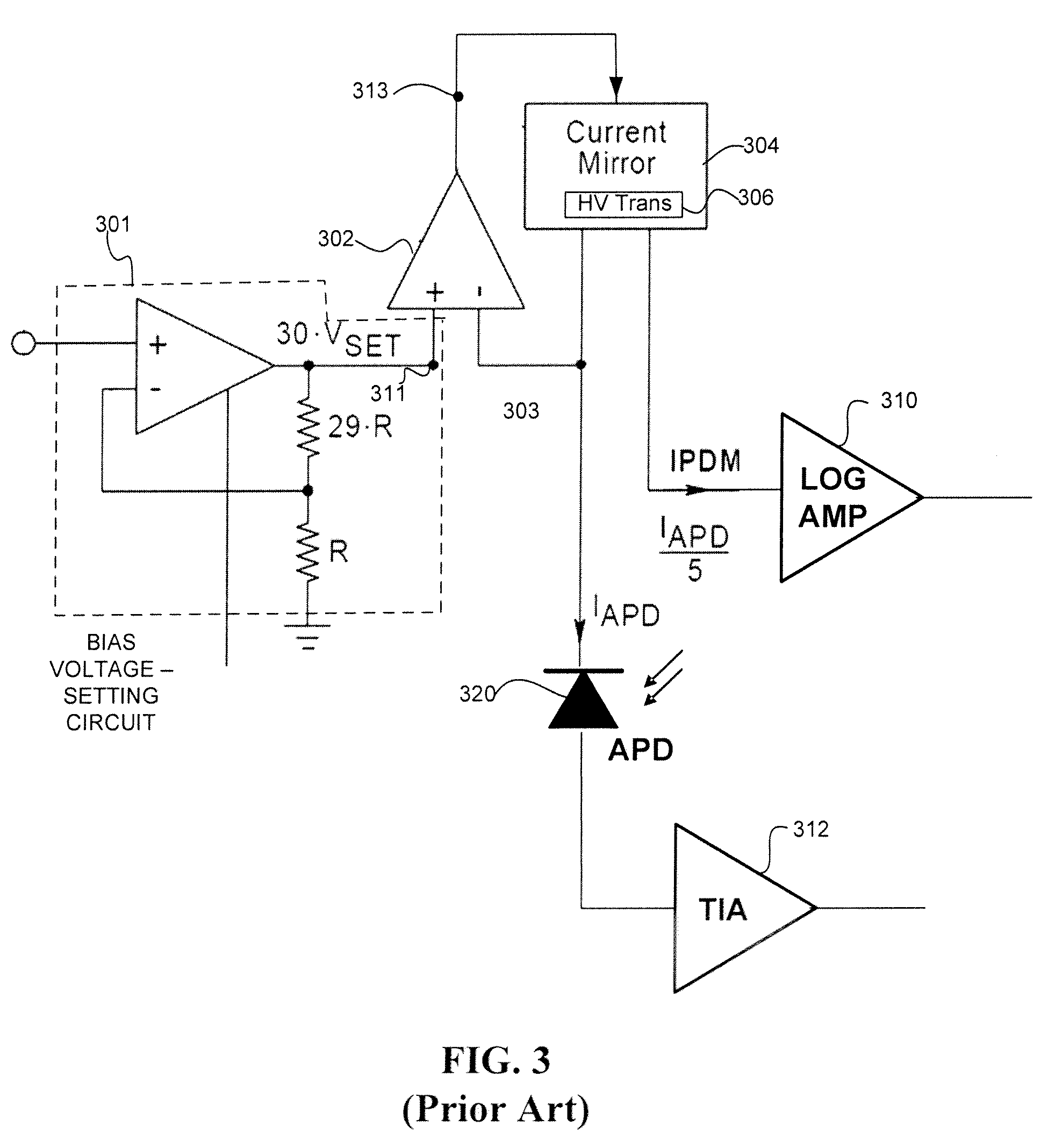 In-situ power monitor having an extended range to stabilize gain of avalanche photodiodes across temperature variations