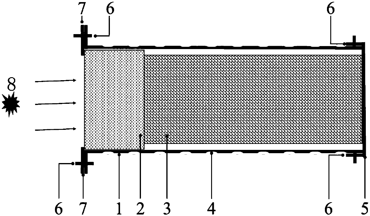 Passive sensor device for measuring shock wave energy based on combined aluminum honeycomb