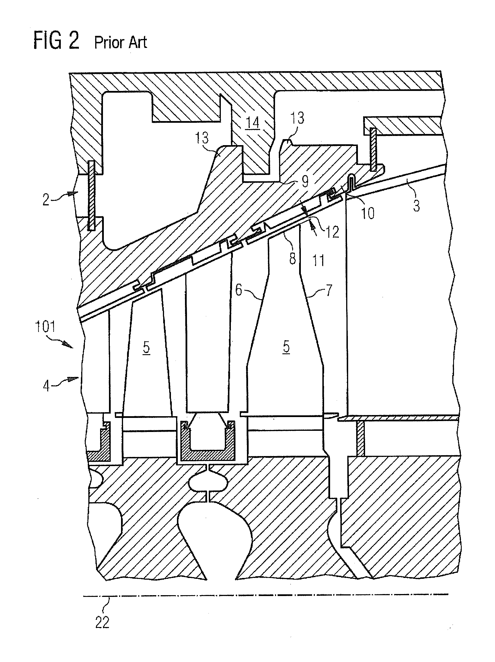 Axial turbomachine having an axially displaceable guide-blade carrier