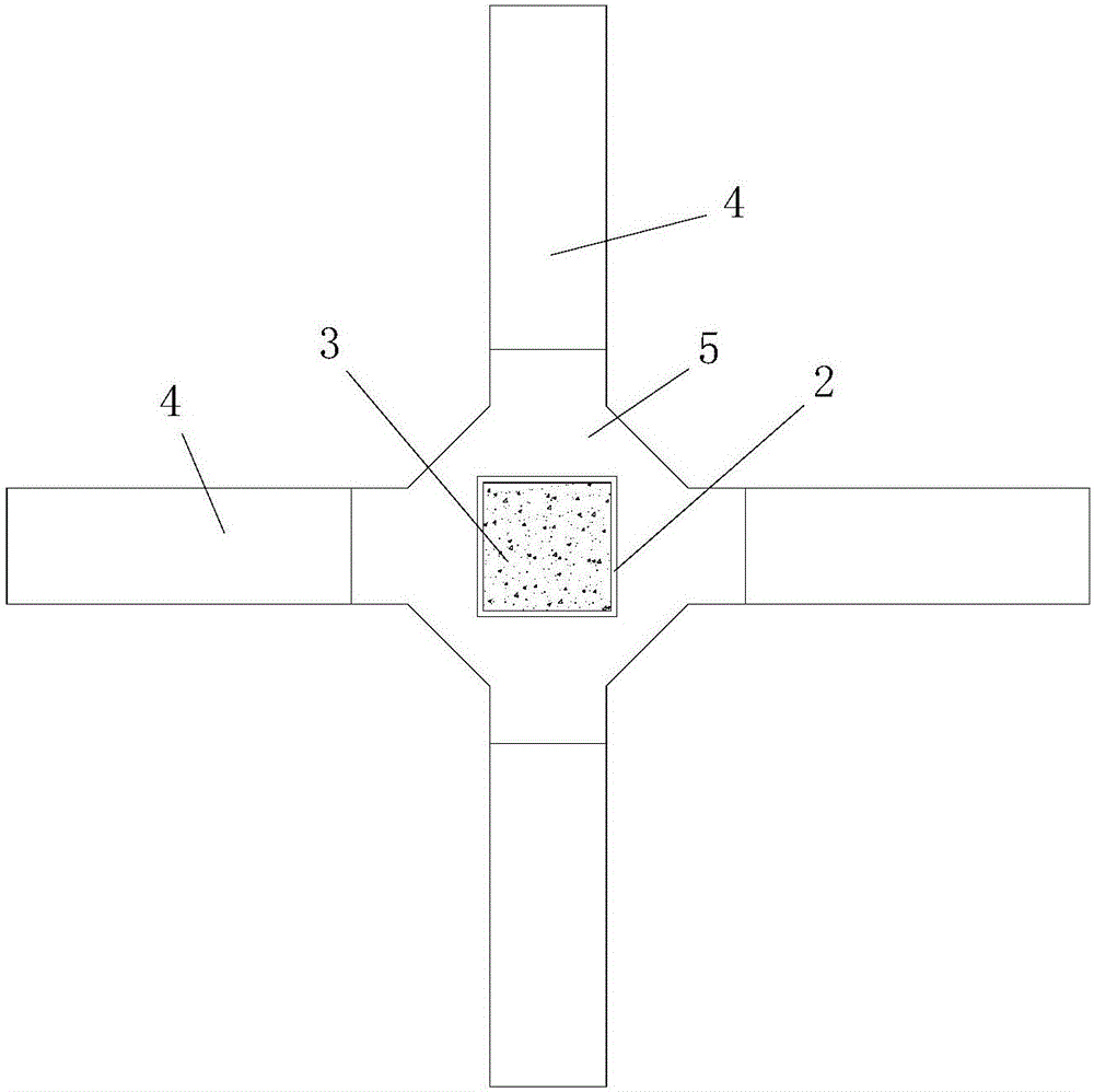 Steel pipe concrete column-steel beam outer separation plate type node structure and construction method thereof