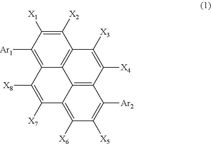 Organic electroluminescent element using pyrene derivative