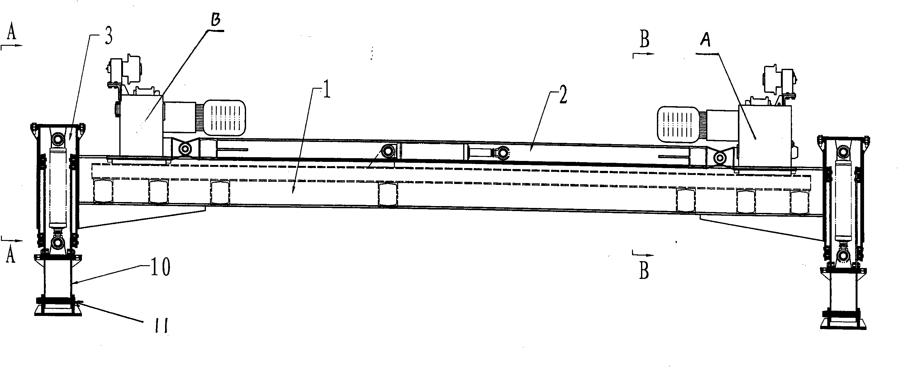 Automatic balanced support mechanism for uneven ground support