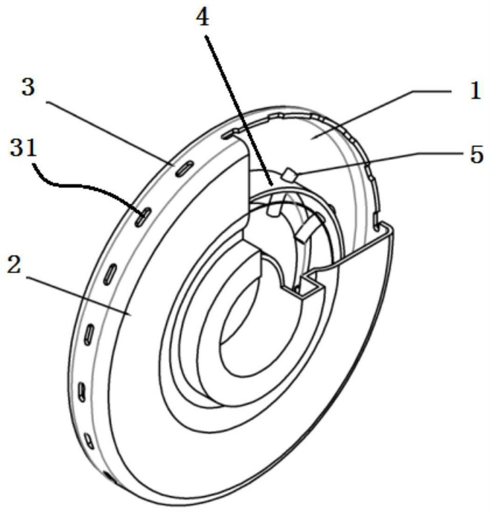 Curved pipe type vortex reduction system with high-radius outlet