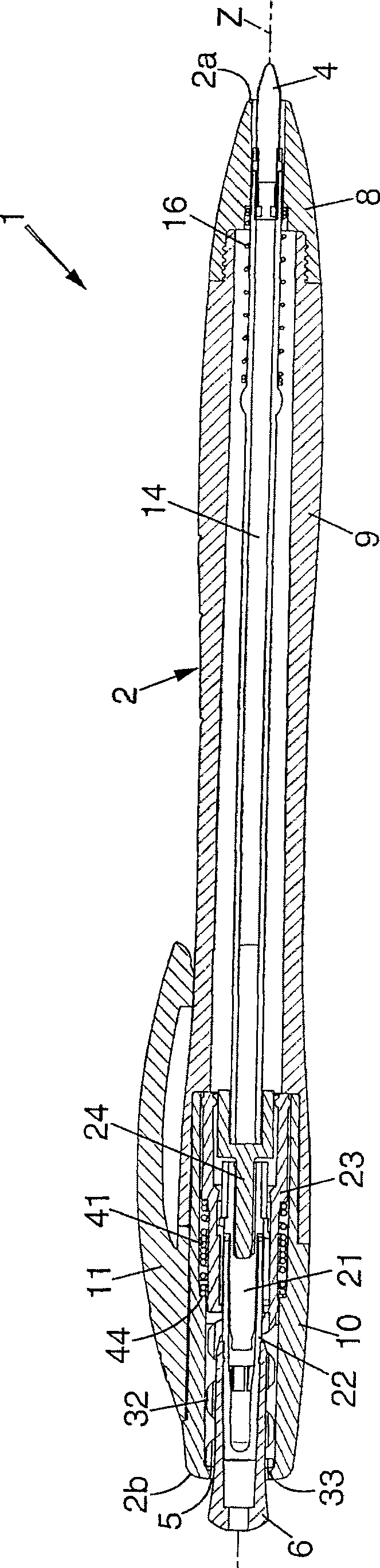 Writing instrument with cushioning device