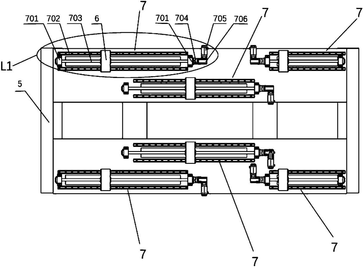 Continuous type transonic wind tunnel semi-flexible wall jet tube guide rail horizontal throat block driving device