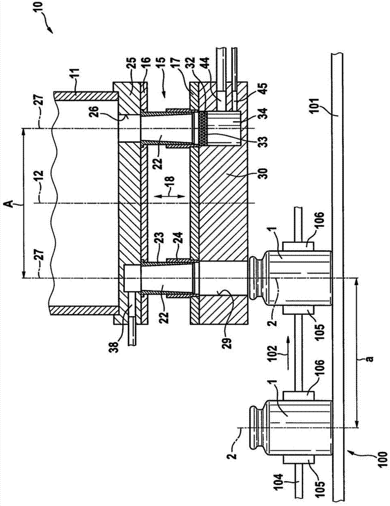 Device for metering fine-grained filling material into packaging containers