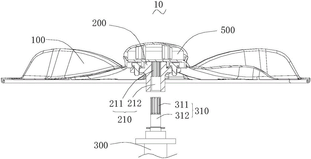 Impeller connecting assembly and washing machine applying impeller connecting assembly