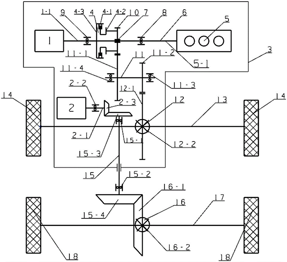 Four-wheel-drive power assembly of hybrid electric vehicle