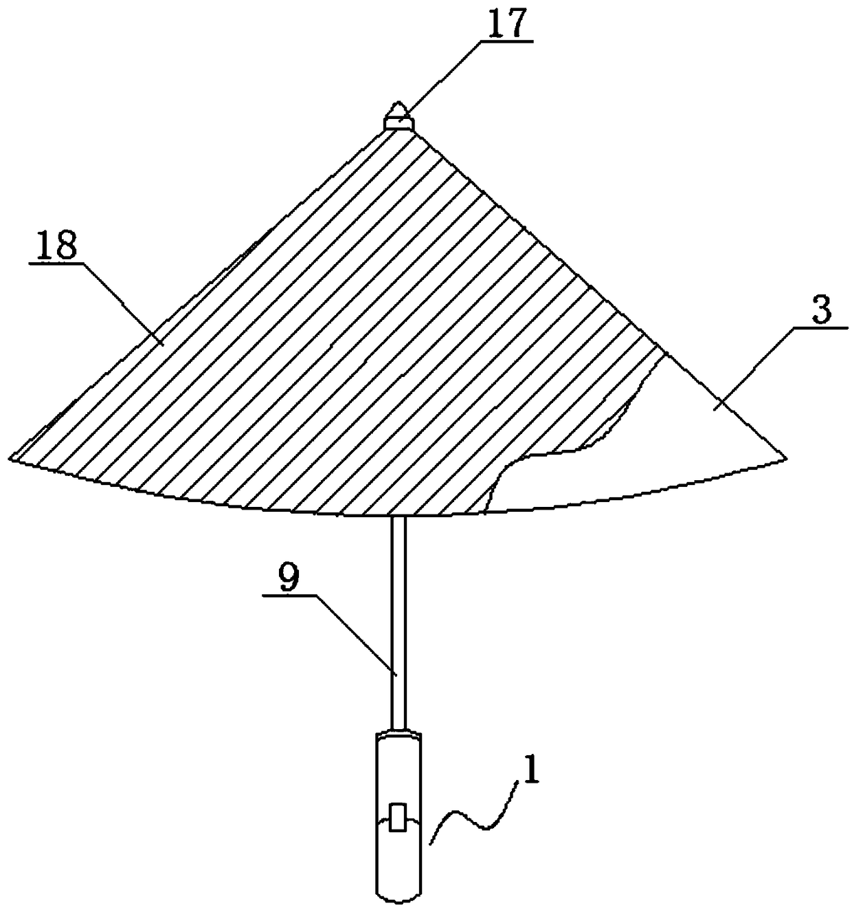 Intelligent air pump thermostat umbrella based on solar thin film battery