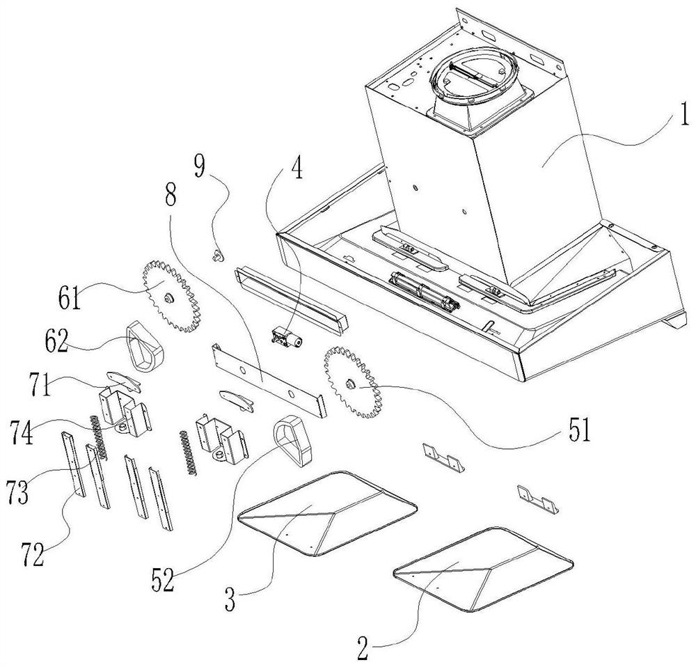 Opening and closing plate structure of range hood