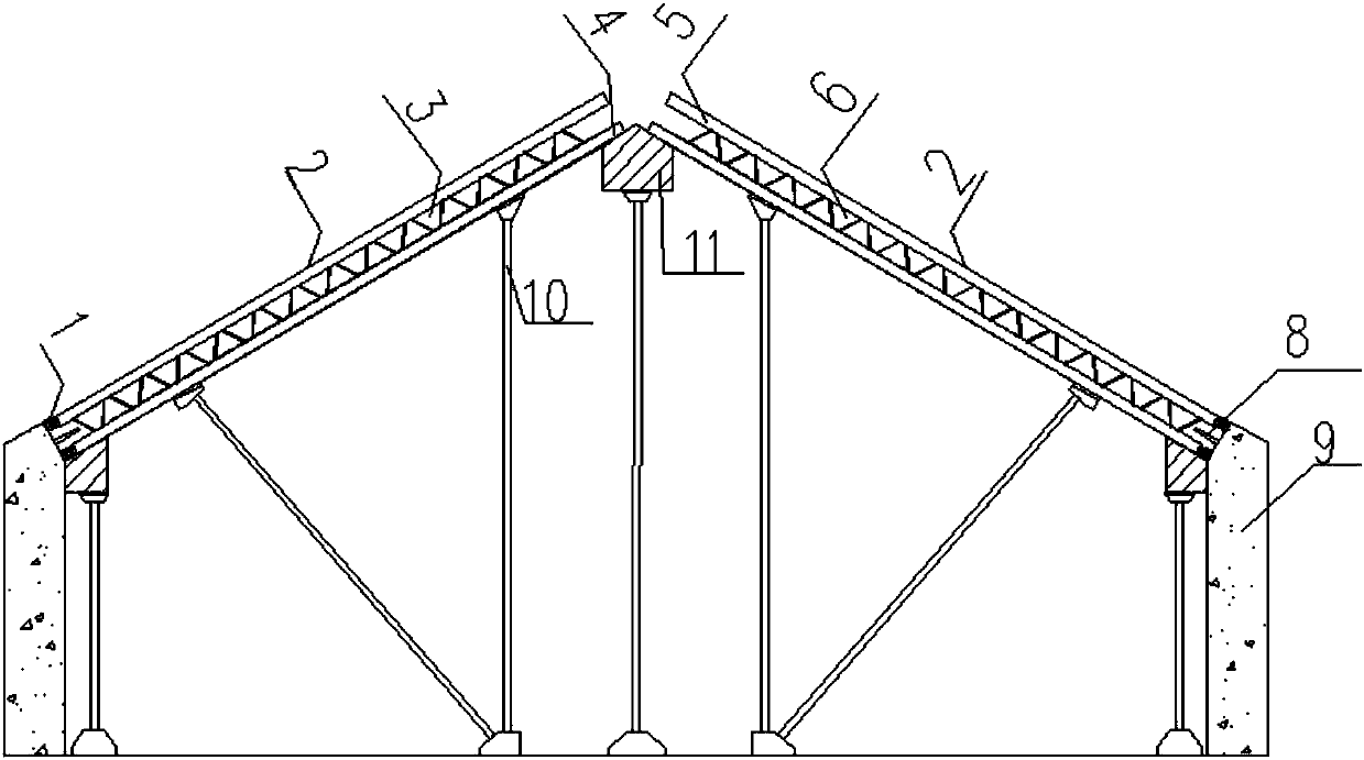 Prefabricated laminated wallboard sloping roof system and installing method thereof