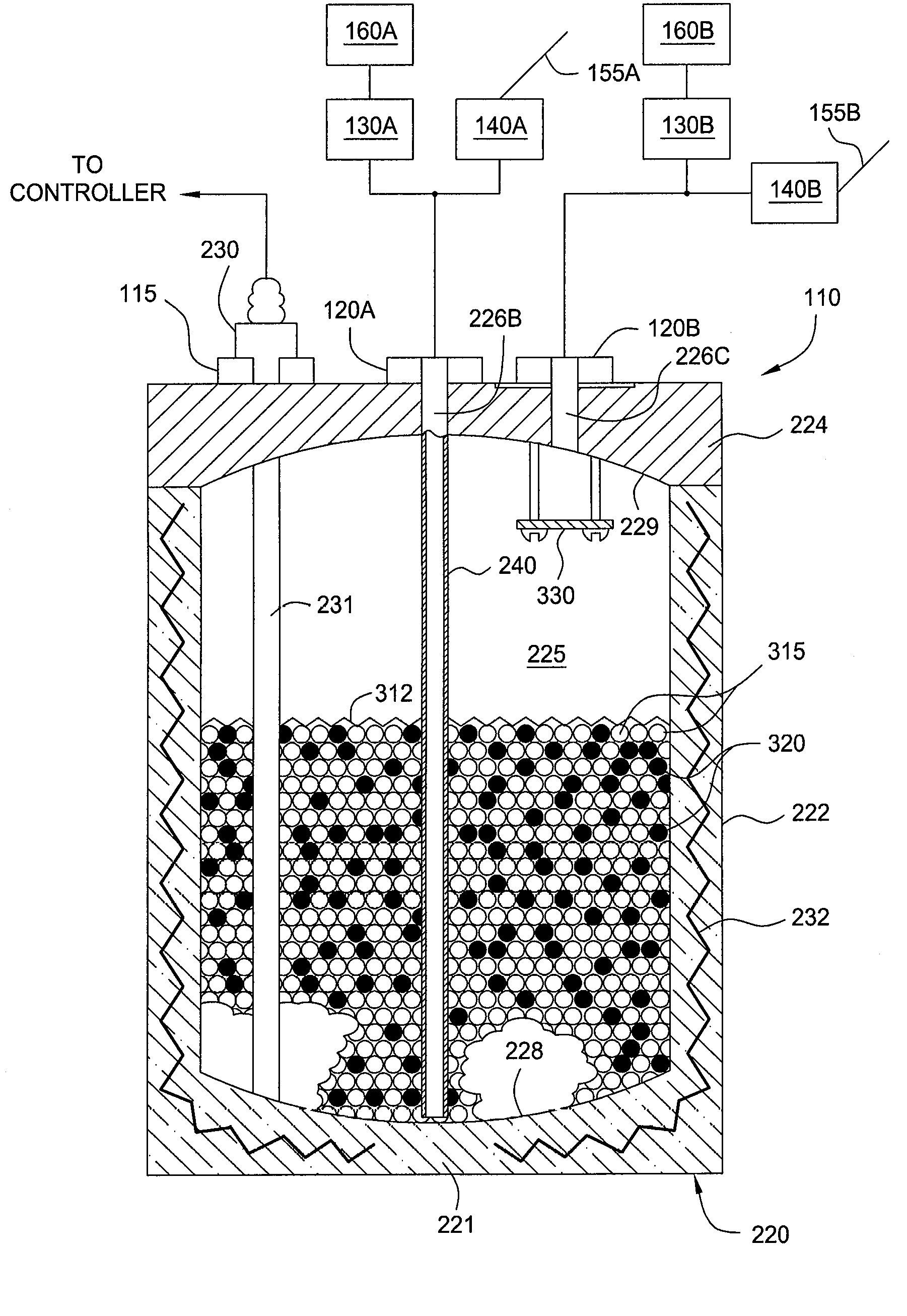 Ampoule for liquid draw and vapor draw with a continuous level sensor