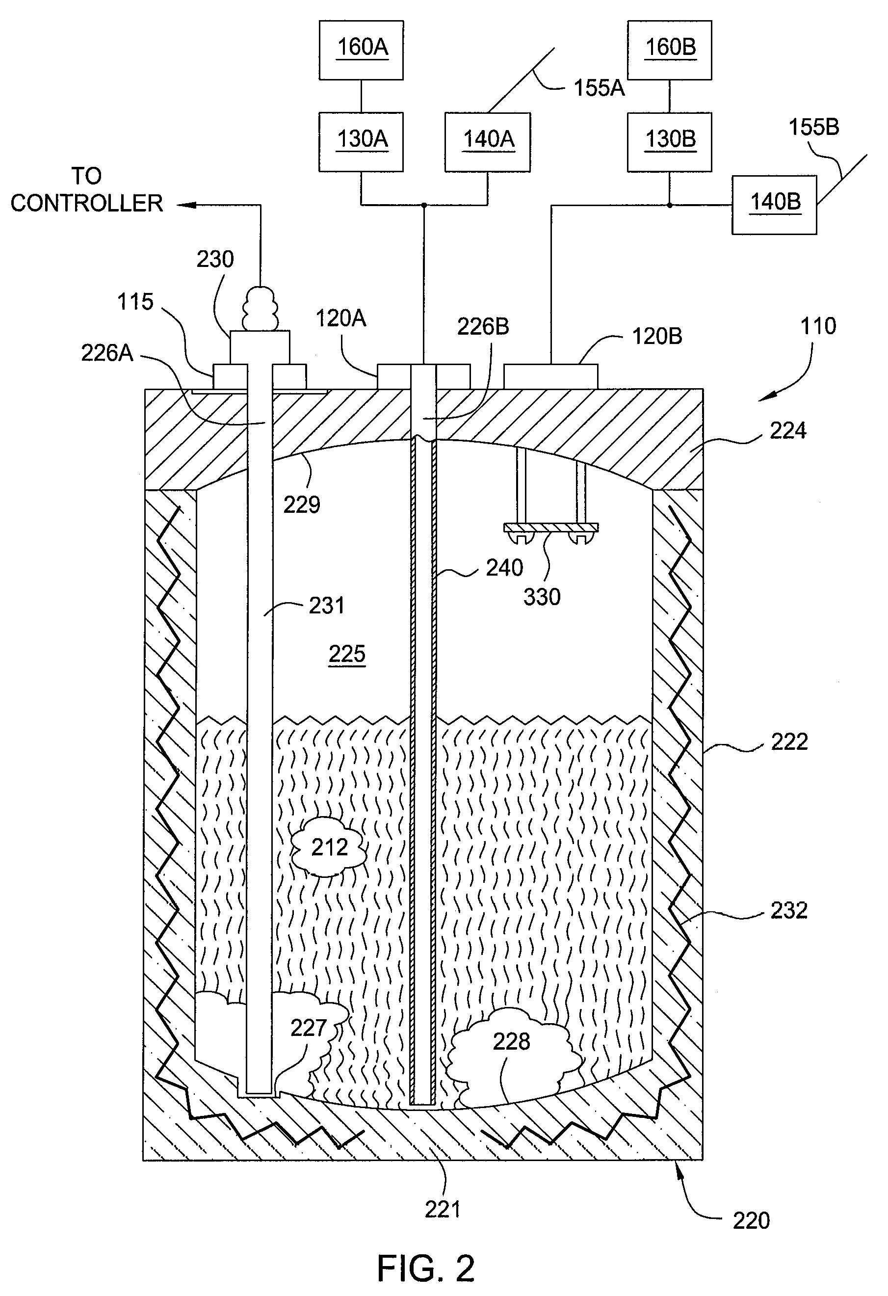 Ampoule for liquid draw and vapor draw with a continuous level sensor